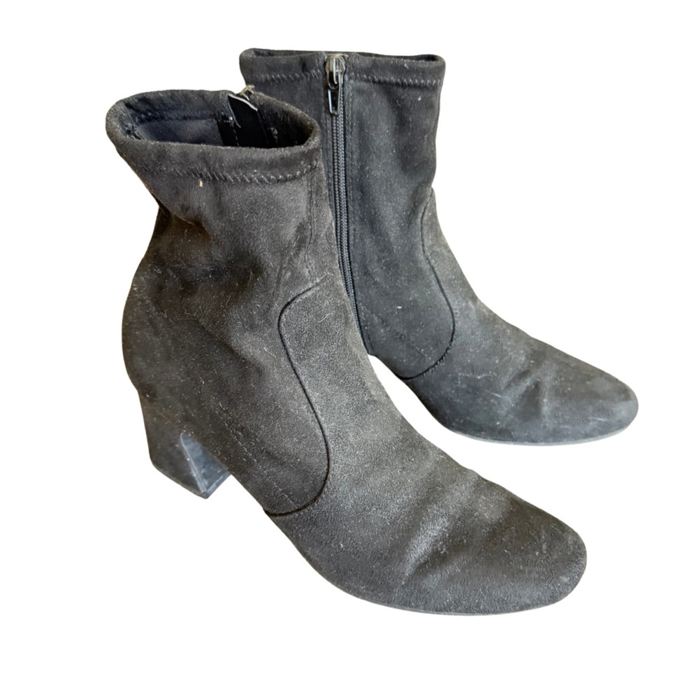 UNISA Black Faux Suede Ankle Boots Size 9 Zipper Fabric - Picture 11 of 11